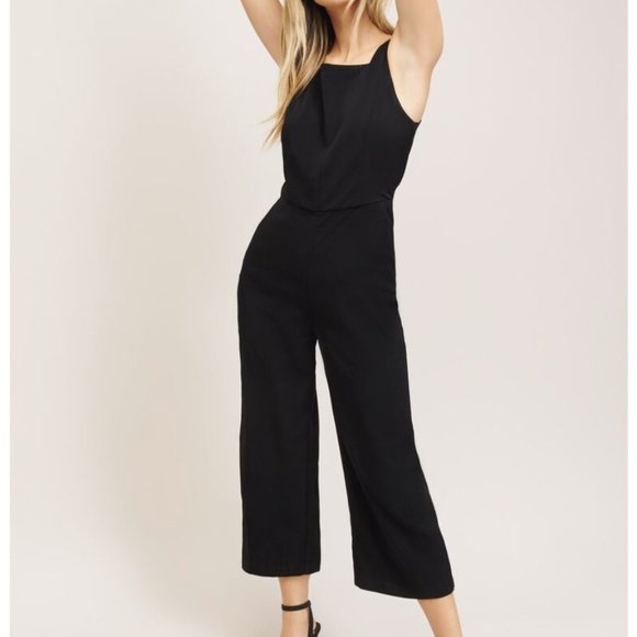 Black Tie Back Jumpsuit - Picture 1 of 8